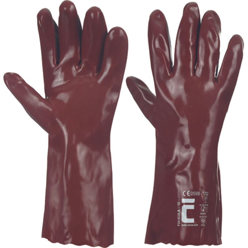 Rukavice PVC FULIGULA &uacute;plet 35cm č.11