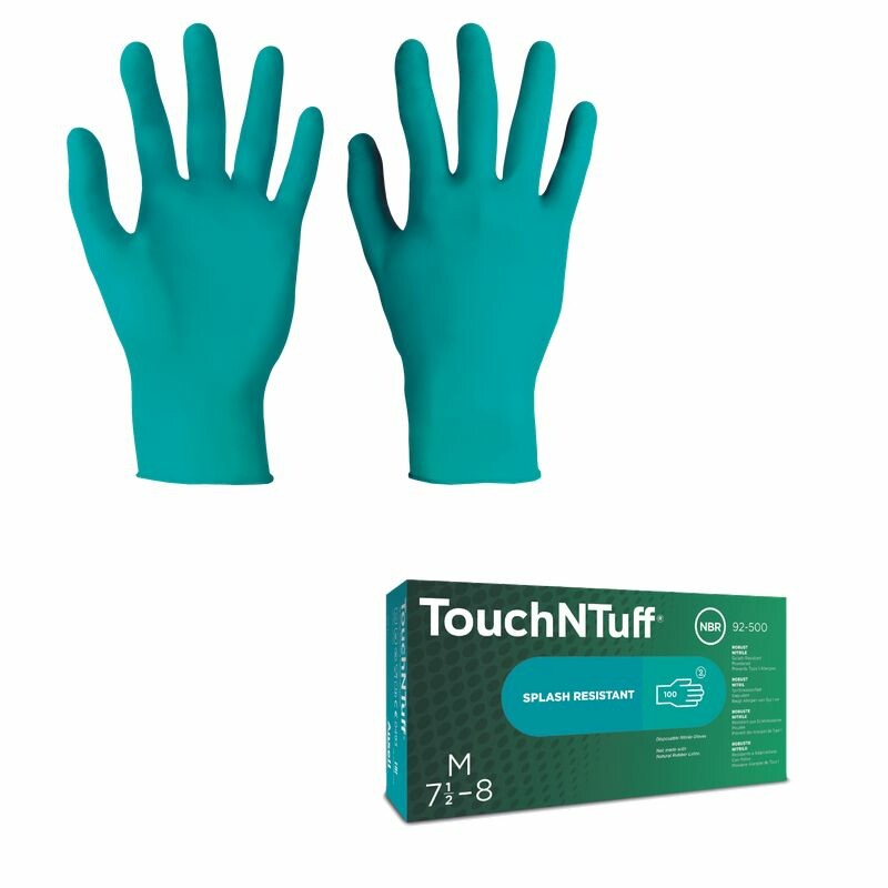 Rukavice Touch N Tuff 92-500 jednorazové nitrilové pudr. zelené č.7 (100ks)
