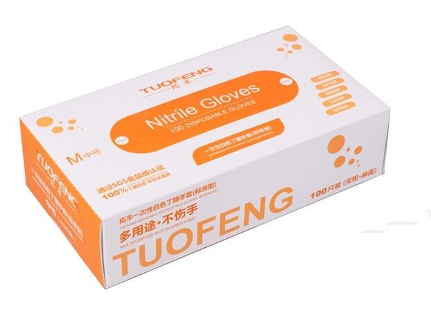 Rukavice TUOFENG jednorazov&eacute; nepudr. nitrilov&eacute; M (100 ks)