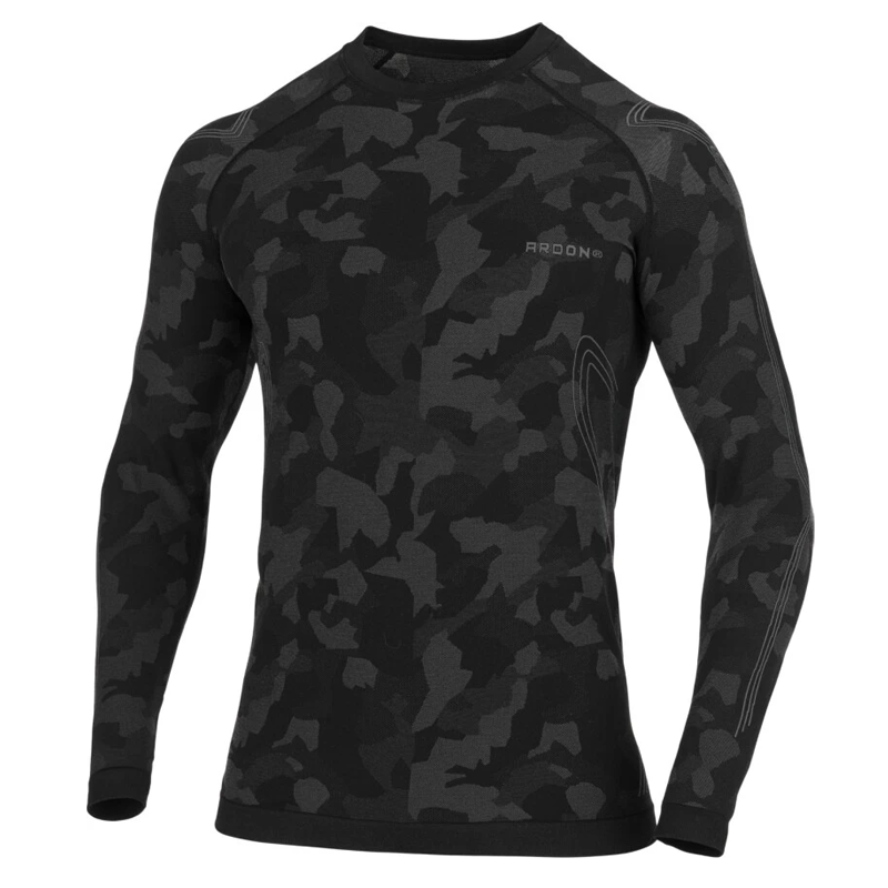 Tričko ARDON LYTANIX CAMO funkčn&eacute; dlh&yacute; ruk&aacute;v čierna M