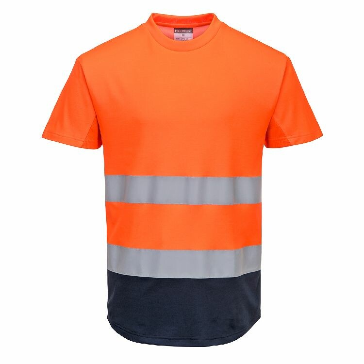 Tričko C395 MESH Hi-Vis reflexná oranžovo-tm.modrá XL