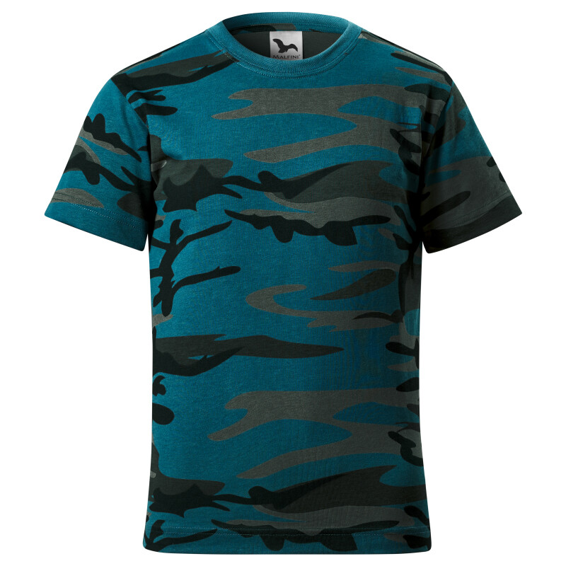Tričko CAMOUFLAGE 160g detsk&eacute; camouflage petrol 146 cm/10 rokov