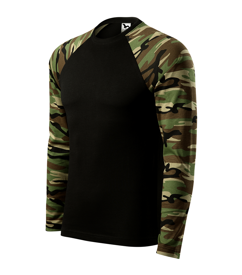 Tričko CAMOUFLAGE 160g dlhý rukáv unisex camouflage hnedá M