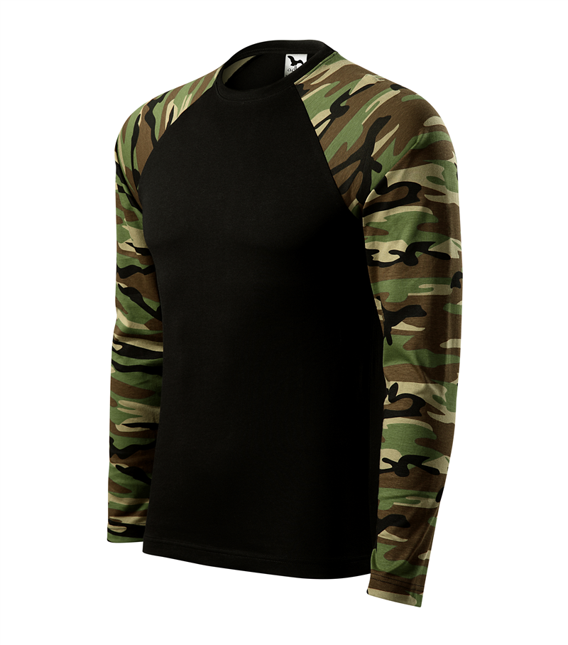 Tričko CAMOUFLAGE 160g dlhý rukáv unisex camouflage hnedá XS