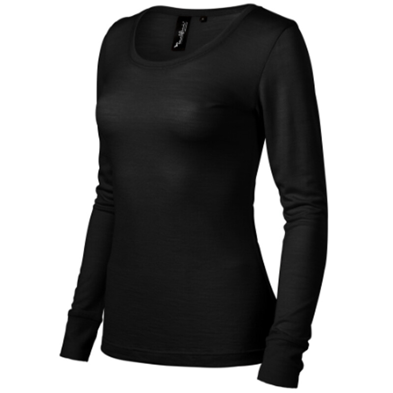 Tričko MERINO RISE LS 190g d&aacute;mske dlh&yacute; ruk&aacute;v čierna M