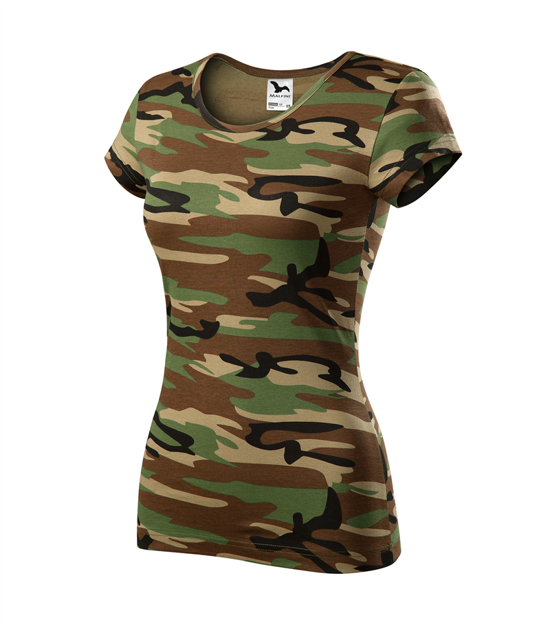 Tričko PURE 150g dámske camouflage hnedé L
