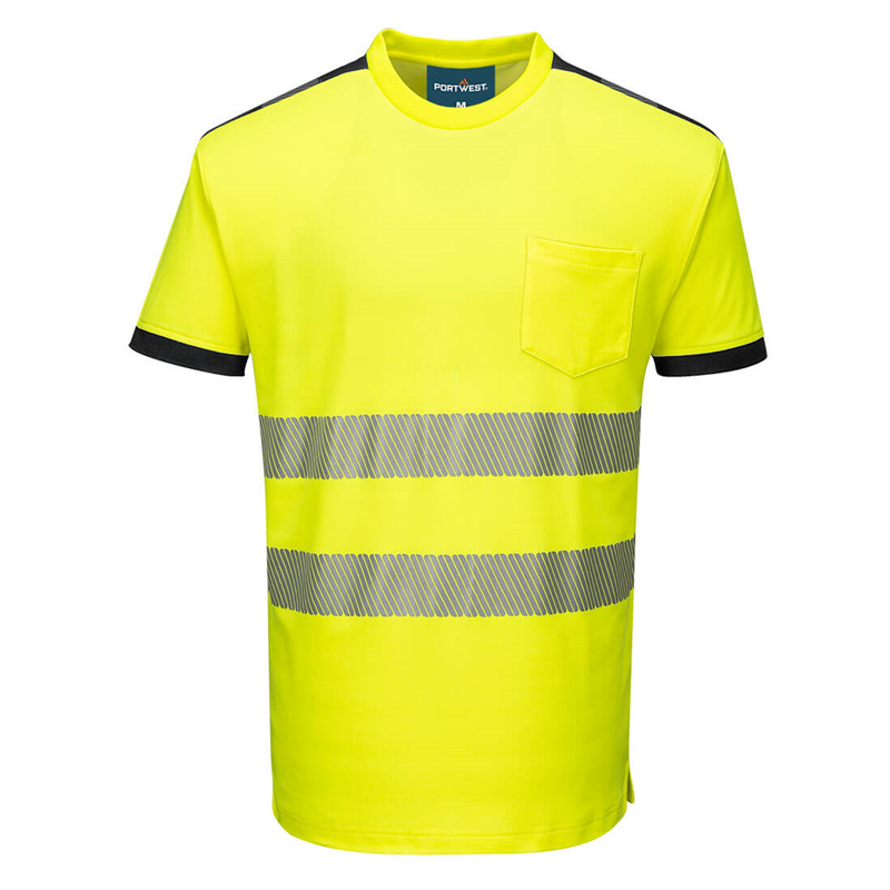 Tričko PW318 Hi-Vis reflexn&eacute; žlto-čierna S