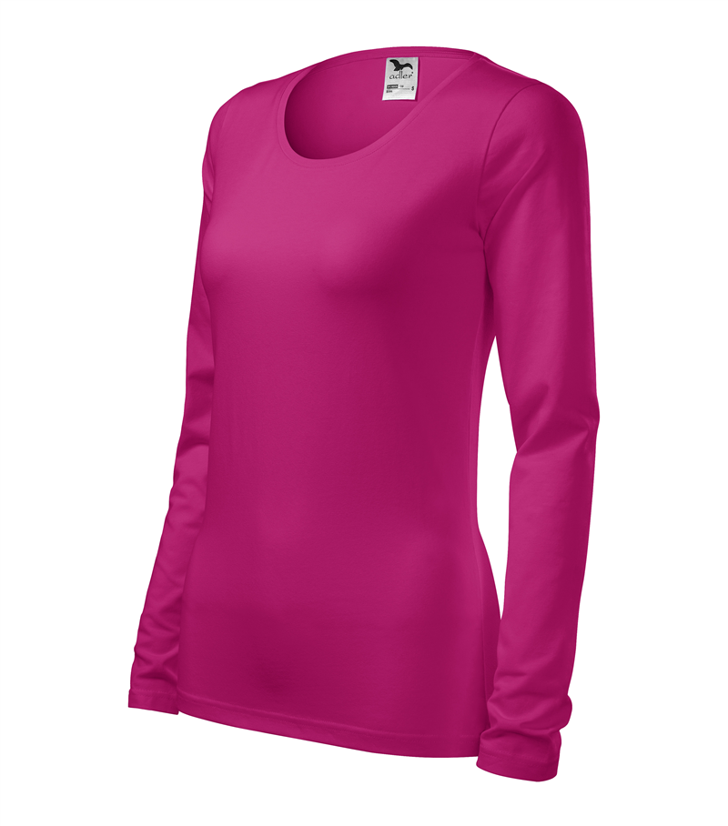 Tričko SLIM 180g dlhý rukáv dámske malinové XS