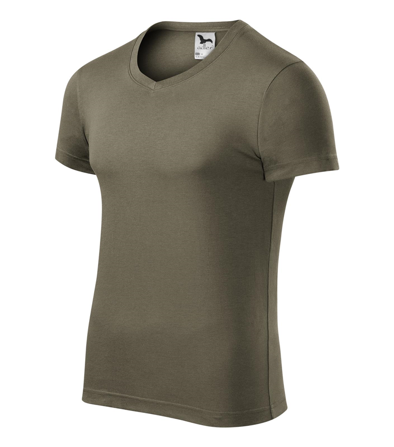 Tričko SLIM FIT V-NECK 180g pánske army M