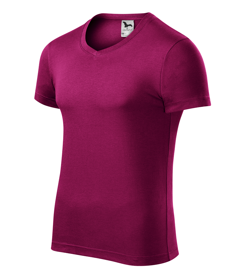 Tričko SLIM FIT V-NECK 180g pánske fuchsia red M