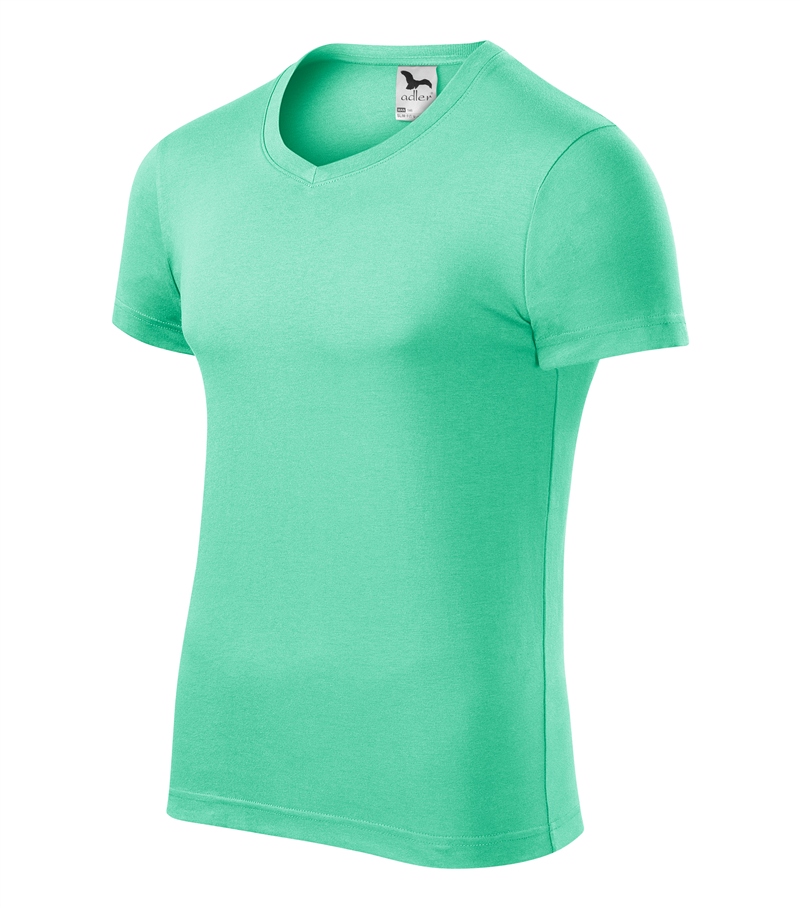 Tričko SLIM FIT V-NECK 180g pánske mätová S