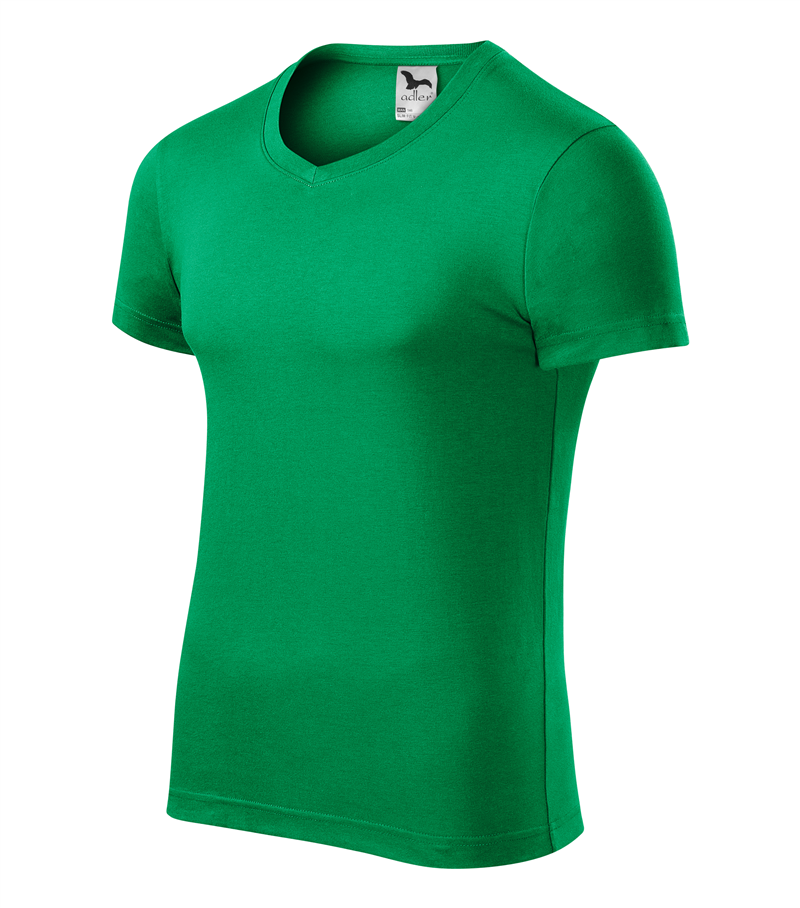 Tričko SLIM FIT V-NECK 180g pánske trávová zelená M