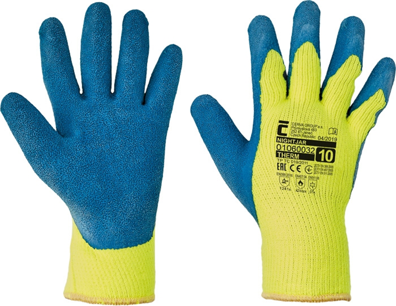 Zateplené pracovné rukavice NIGHTJAR máčané v latexe