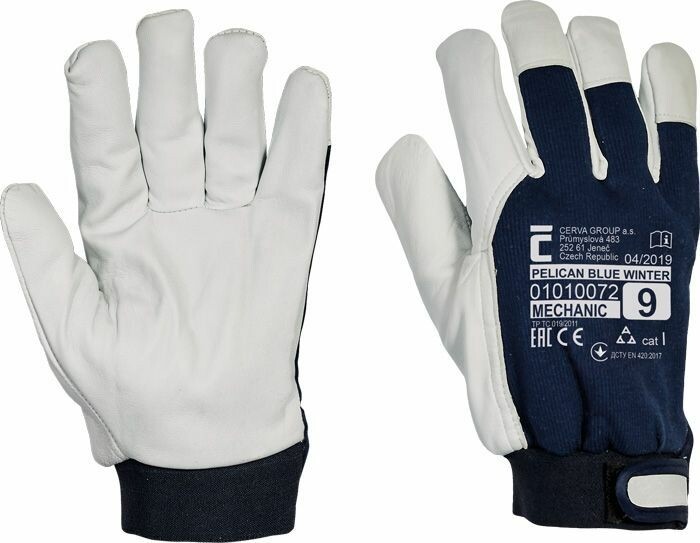 Zateplené pracovné rukavice PELICAN BLUE WINTER kombinované